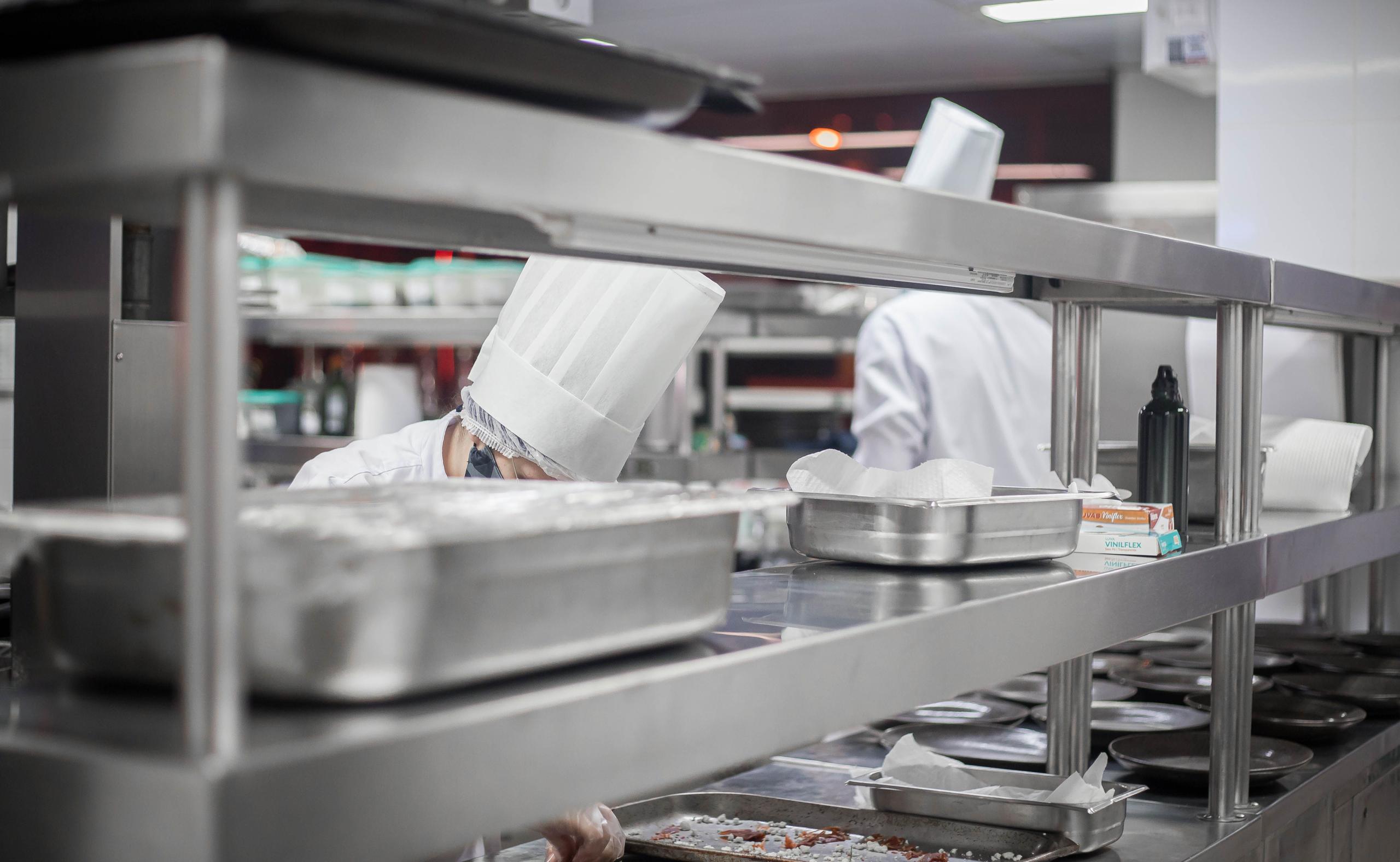 Chefs working in a professional restaurant kitchen